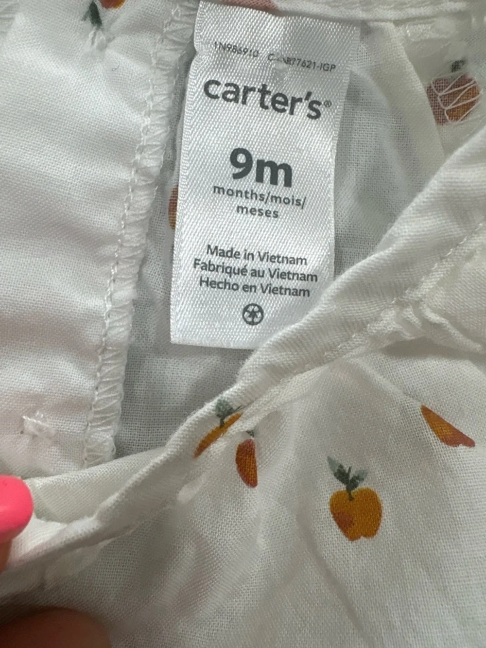 Carter's White Long-Sleeve Baby Bodysuit with Tiny apples Fruit Print 🍎